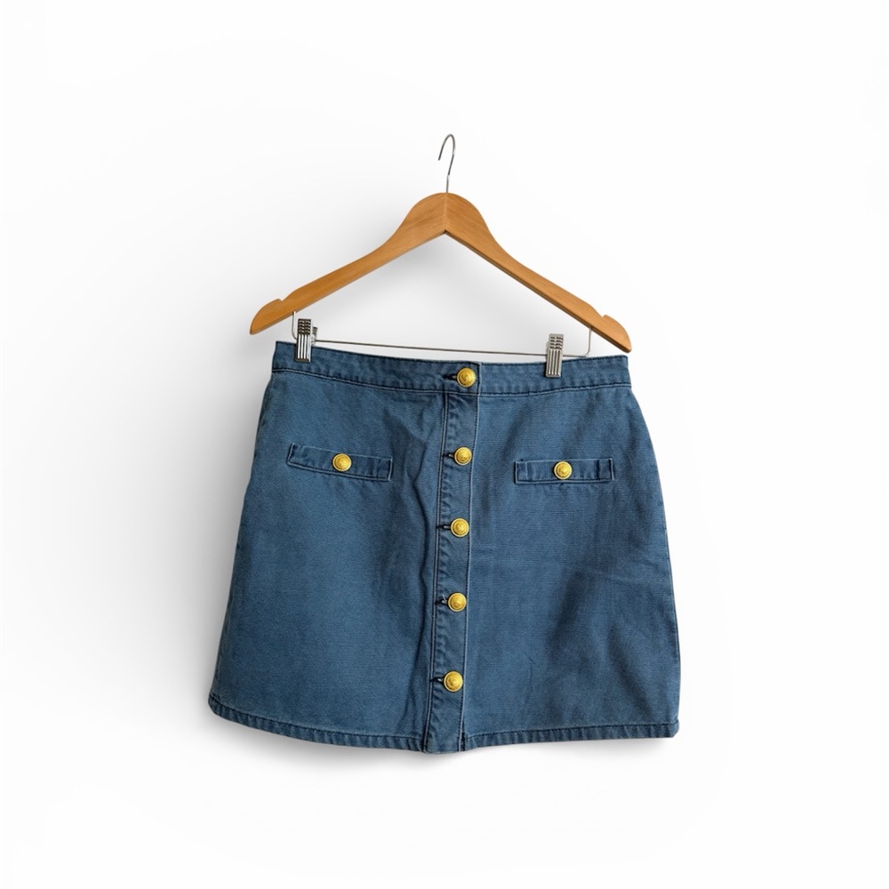 💙 NWOT- L’AGENCE Kris Blue Button Front Mini Skirt – Size 30 💙
